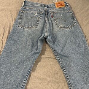 Levi's Blue Distressed Straight Leg Jeans